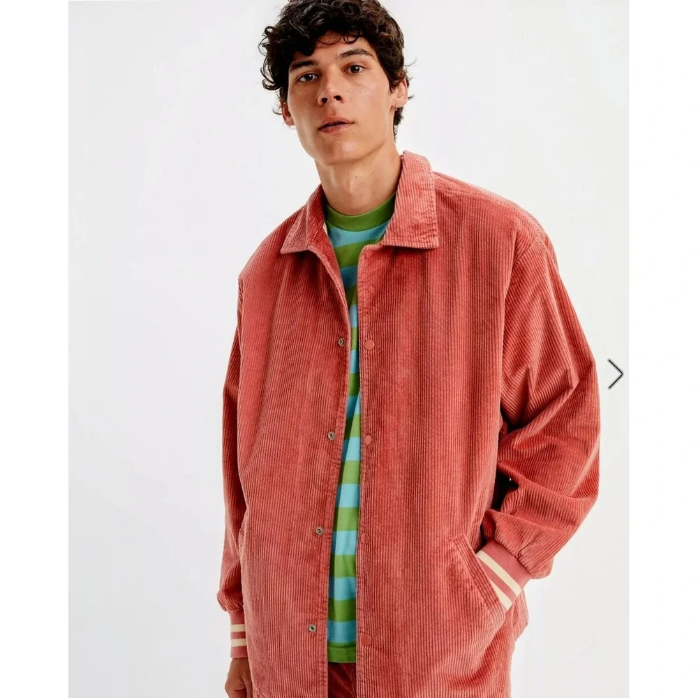 Levis Skateboarding Coaches Jacket Mens Corduroy Salmon Pink CORDURA